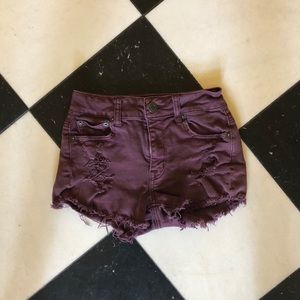 American Eagle burgundy distressed shorts